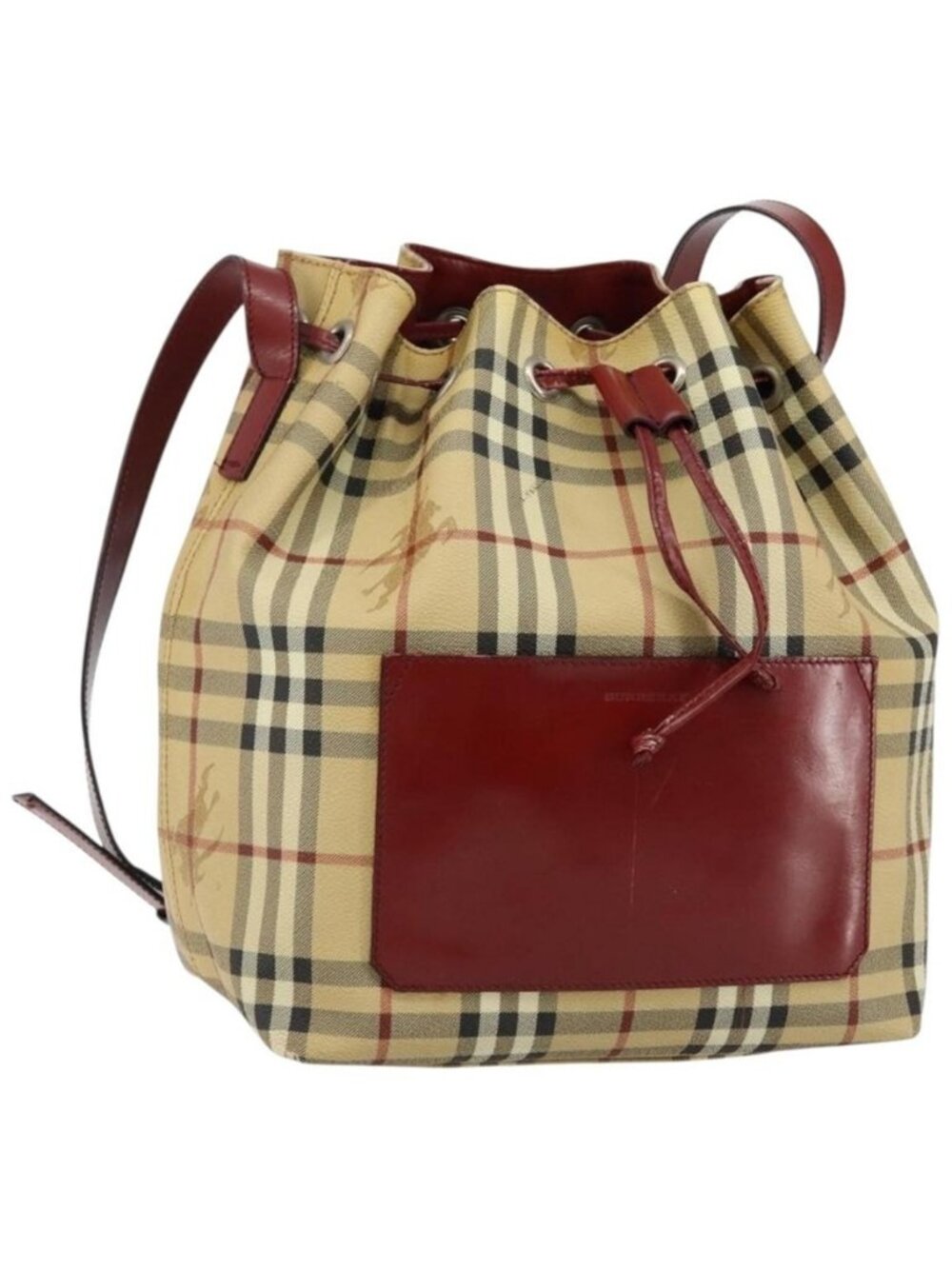 Authentic BURBERRY Nova Check Shoulder Bag PVC Beige